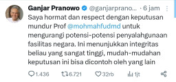 Ganjar Berharap Menteri yang Lain Ikut Jejak Mahfud MD, Berani Mundur