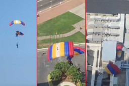 Mengerikan Penerjun Payung Bertabrakan di Udara