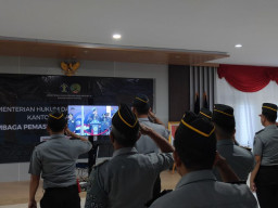 Lapas Kelas IIA Cilegon Ikuti Upacara  Hari Bakti Pemasyarakatan Kemenkumham ke-60