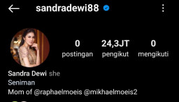 Akun Instagram Sandra Dewi Muncul lagi, Semua Postingan Dihapus
