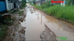 Jalan Perumahan Mekarsari Sari Sukajadi, Banyuasin Rusak Parah Seperti Kubangan Kerbau