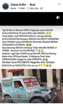 Plesiran Sekda bersama Seluruh Pejabat OPD Nganjuk, Viral di Medsos