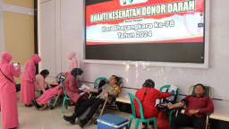 Polres Nganjuk Gelar Bakti Kesehatan Donor Darah dan Vaksinasi Influenza 