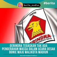 Gerindra Tegaskan Tak Ada Pengerahan Massa Dalam Acara Desak Bonie Maju Walikota Madiun