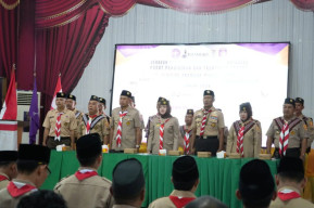 Ketua Kwartir Cabang Kotabaru Hj.Fatma Idiana Buka Secara Resmi Kegitan KMD dan KML