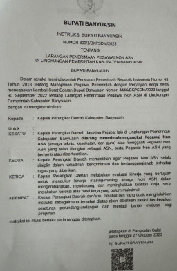 Instruksi Pj Bupati Banyuasin: Dilarang Ada Pengangkatan Pegawai Non ASN tanpa Ketentuan