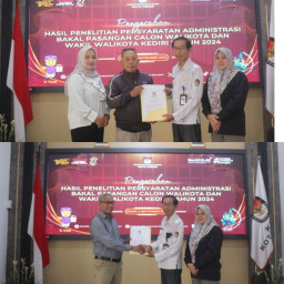 KPU Kota Kediri Serahkan Berita Acara Penelitian Syarat Administrasi Calon Pilkada 2024