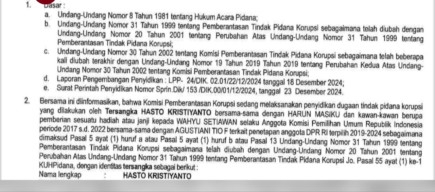 Sprindik Penetapan Tersangka Hasto Kristiyanto oleh KPK, Beredar