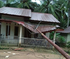 Tiang  Keropos Roboh di Makarti Jaya, Atap Rumah Rusak dan Listrik Sempat Padam