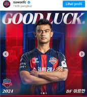 Cuma Main 4 Menit, Arhan Didepak Suwon FC
