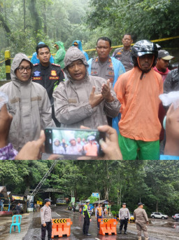 Polres Mojokerto Tutup Jalur Pacet- Cangar Selama Proses Penanganan Longsor