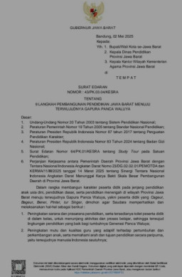 Gubernur Jabar Keluarkan Surat Edaran Penting untuk Dinas Pendidikan dan Kanwil Kemenag Jabar