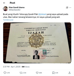 Akademisi termasuk yang Lulusan UGM Minta Jokowi Tunjukan Ijazah: Sepele, Gak Usah Ribet