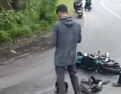 Pasutri Boncengan Motor, Istri Meninggal Terlindas