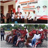 Program Presiden Prabowo, 200 Becak Listrik Disalurkan untuk Tukang Becak Lansia di Madiun