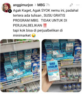 Dilarang Diperjualbelikan, Susu MBG Kepergok Dijual  di Minimarket