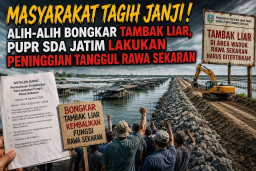Tambak Liar Belum Dibongkar, PUPR SDA Justru Wacanakan Peninggian Tanggul Rawa Sekaran
