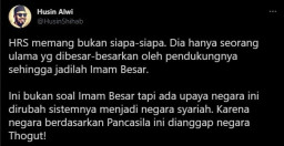 Remehkan Habib Rizieq, Husin Alwi: Memang Bukan Siapa-siapa