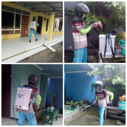 Pemdes Lambangan Melakukan Penyemprotan Desinfektan