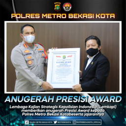 Polres Bekasi Dapat Presisi Award dari Lemkapi