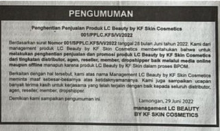 Diduga Beredar tanpa BPOM, Sebuah Rumah Kecantikan di Lamongan Tarik Produknya