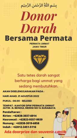Permata Ummat Jatim Gelar Donor Darah, yang di Surabaya Ikutan Yuk!