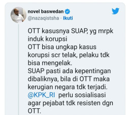 Sindir Luhut dan Mahfud, Novel: Tak Mau Kena OTT, Jangan Korupsi!