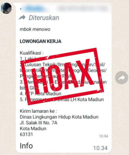 Pesan Lowongan Kerja di DLH Kota Madiun, HOAX