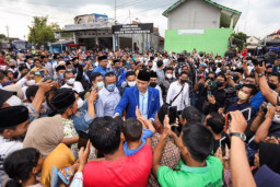 Ribuan Massa Menyambut AHY di Desa Prawoto, Pati, Jateng