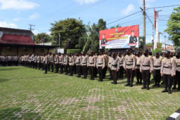 Pengamanan Pilkades Serentak Tahun 2022, Polres Blitar Kota Gelar Pasukan