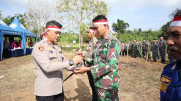 Peringati HUT RI ke-78, Polres Kotabaru Lakukan Bakti Sosial Penanaman Pohon