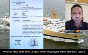 Oknum Polisi Aniaya Wartawan Zainal La Adala di KM Labobar
