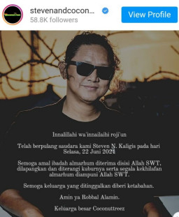 Vokalis Band Reggae, Steven and Coconuttreez Wafat