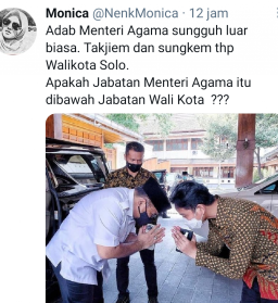 Viral Foto Menag Sungkem ke Walikota Solo, Netizen Heboh