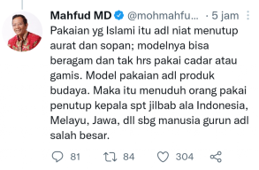 Sebut Wanita Berjilbab  Manusia Gurun,  Rektor ITK Diceramahi Mahfud MD