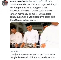 Ganjar Pranowo Muncul Dalam Iklan Adzan Magrib, Ade Armando: Serendah Itu