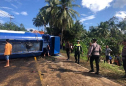 Truk Tak Kuat Menanjak lalu Terguling, Sopir Tewas Kejepit