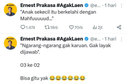 Sindir Gibran, Ernest Prakasa: Songong Banget Lu Cil, Emang Negara Punya Bapak Lu?