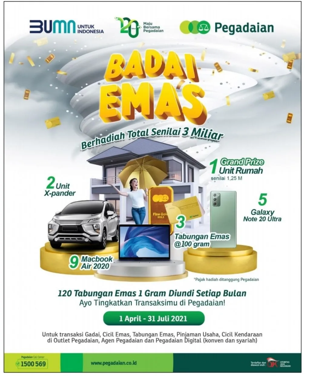 Ulang Tahun ke-120, Pegadaian Bagi Hadiah Hingga Rp5 Miliar