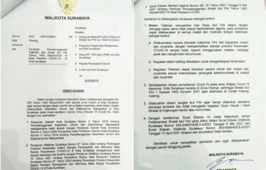 Surabaya Zona Oranye, Eri Minta Warganya Sholat Idul Fitri di Rumah