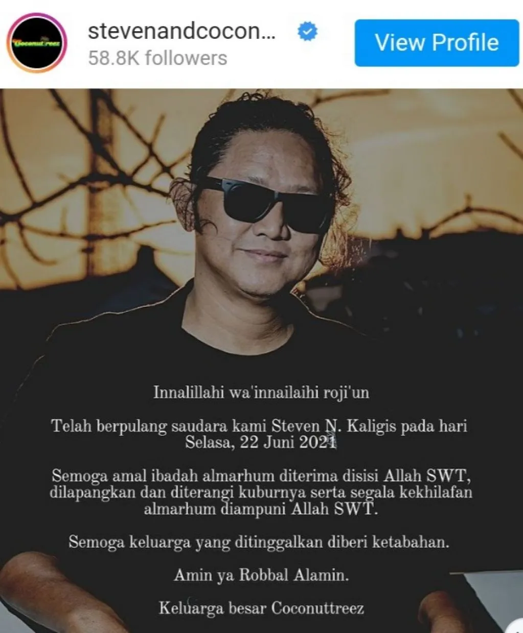 Vokalis Band Reggae, Steven and Coconuttreez Wafat