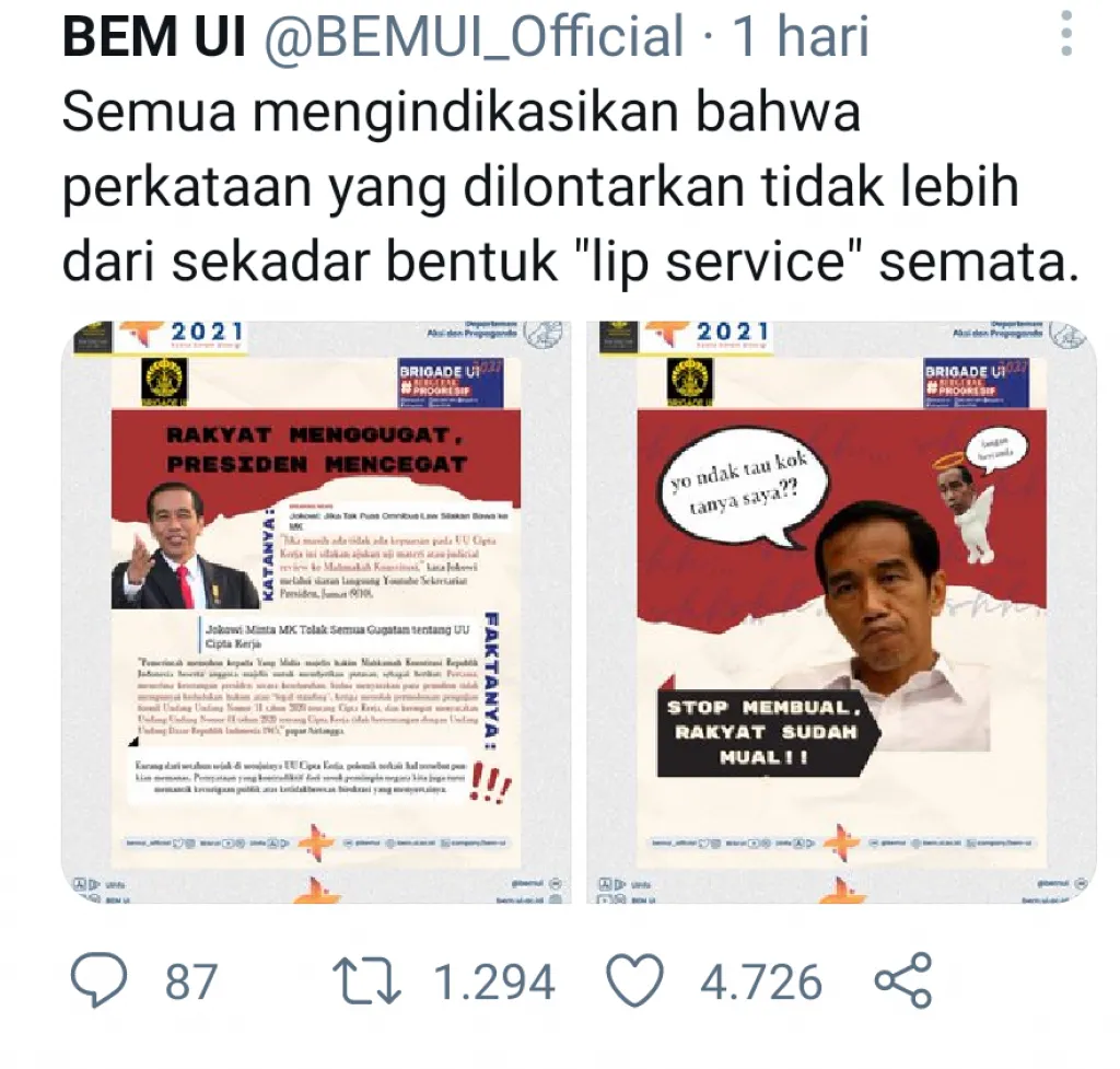 BEM UI Bilang Jokowi Raja Omong Kosong, Ade Armando: Masuk UI Belum Tentu Pinter