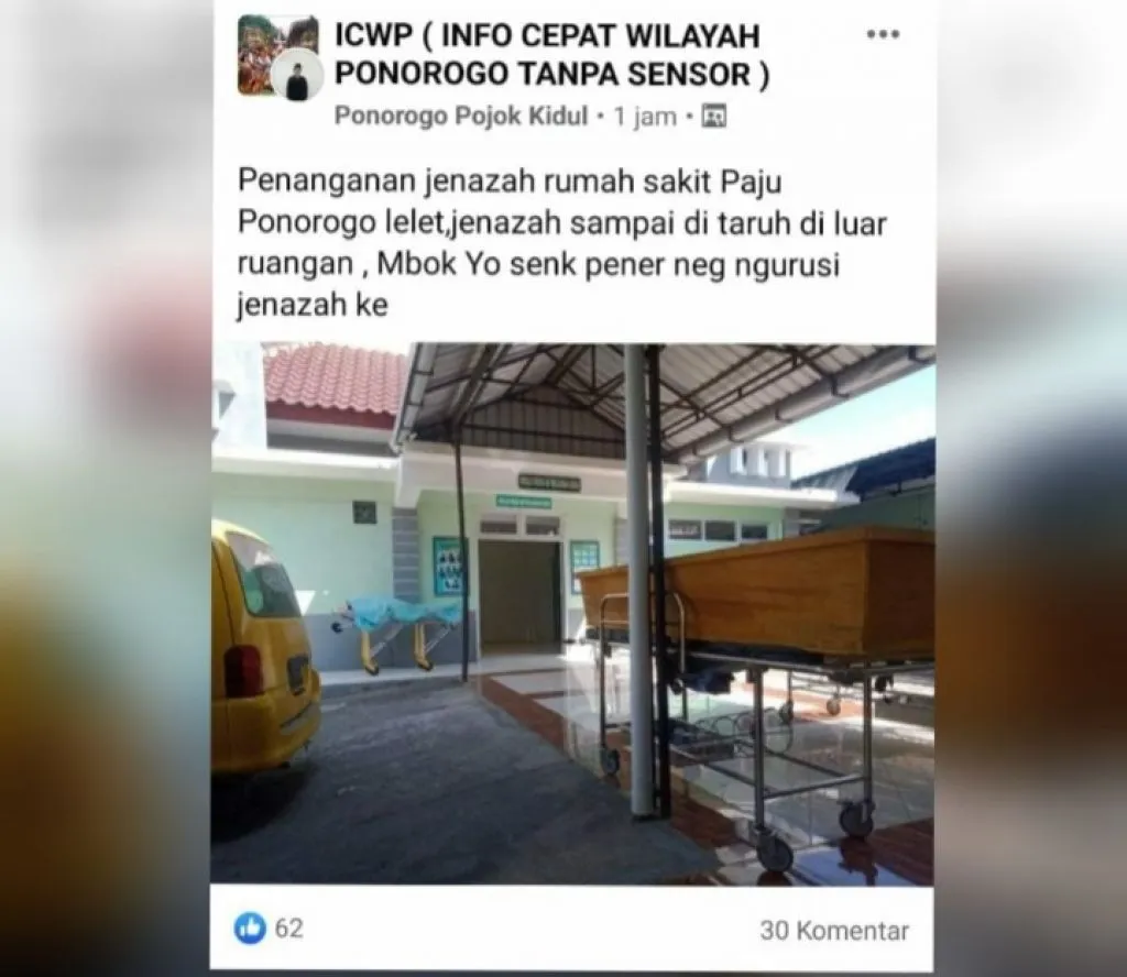 Sebar Hoaks tentang RSUD, Pemuda di Ponorogo Ini Mandikan Jenazah Covid-19