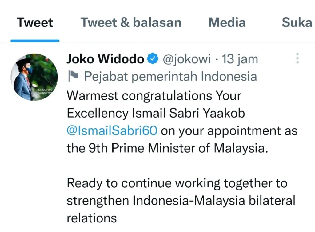 Jokowi Ucapkan Selamat pada Ismail Sabri
