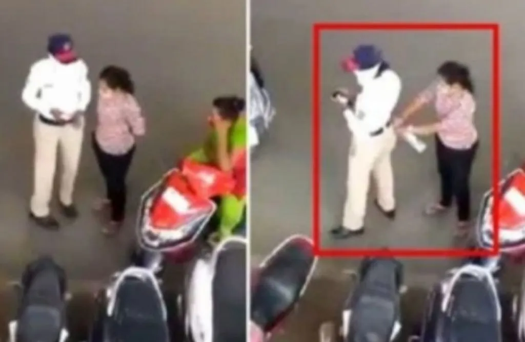 Bu Polwan Kepergok Terima Suap dari Pengendara, Uang Dimasukkan Kantong Belakang