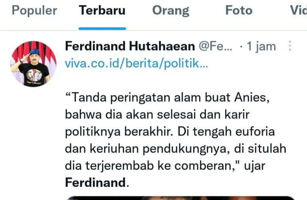 Anies Baswedan Jatuh ke Got, Ferdinand Hutahean Bahagia