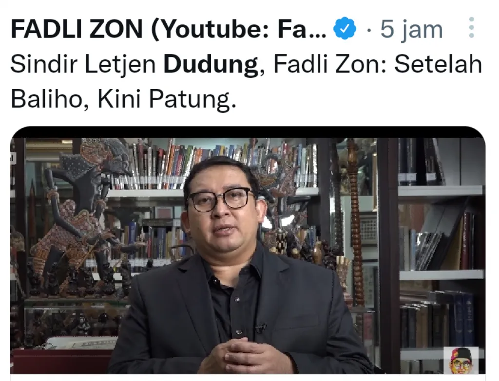 Sentil Dudung, Fadli Zon: Setelah Baliho Kini Patung