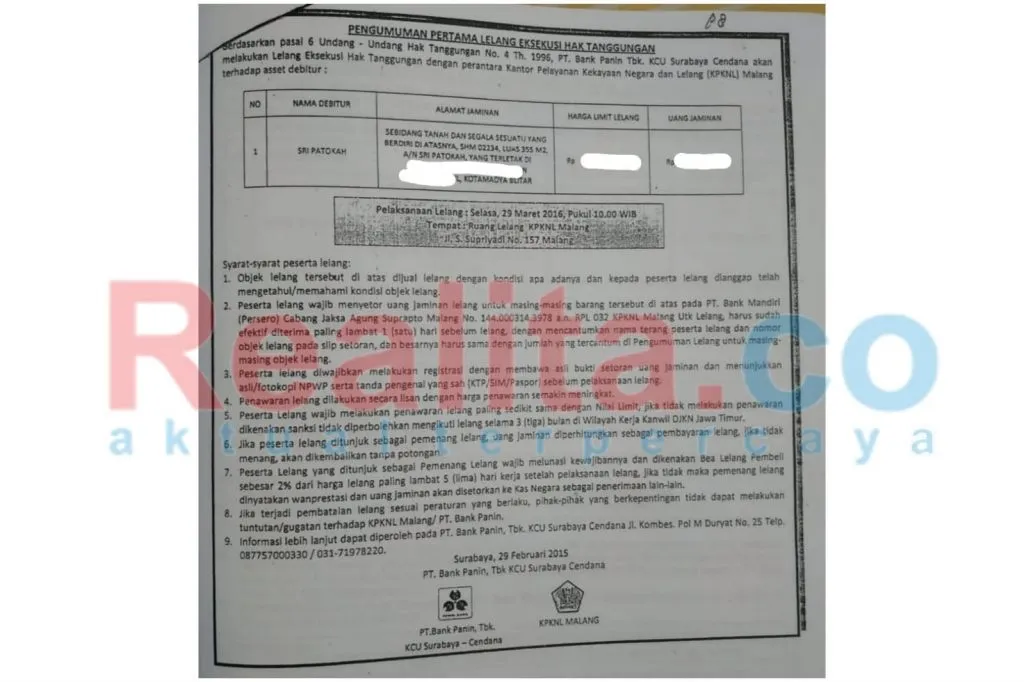 KPKNL Malang Umumkan Lelang Rumah 29 Februari 2015, Padahal Tanggal cuma Sampai 28