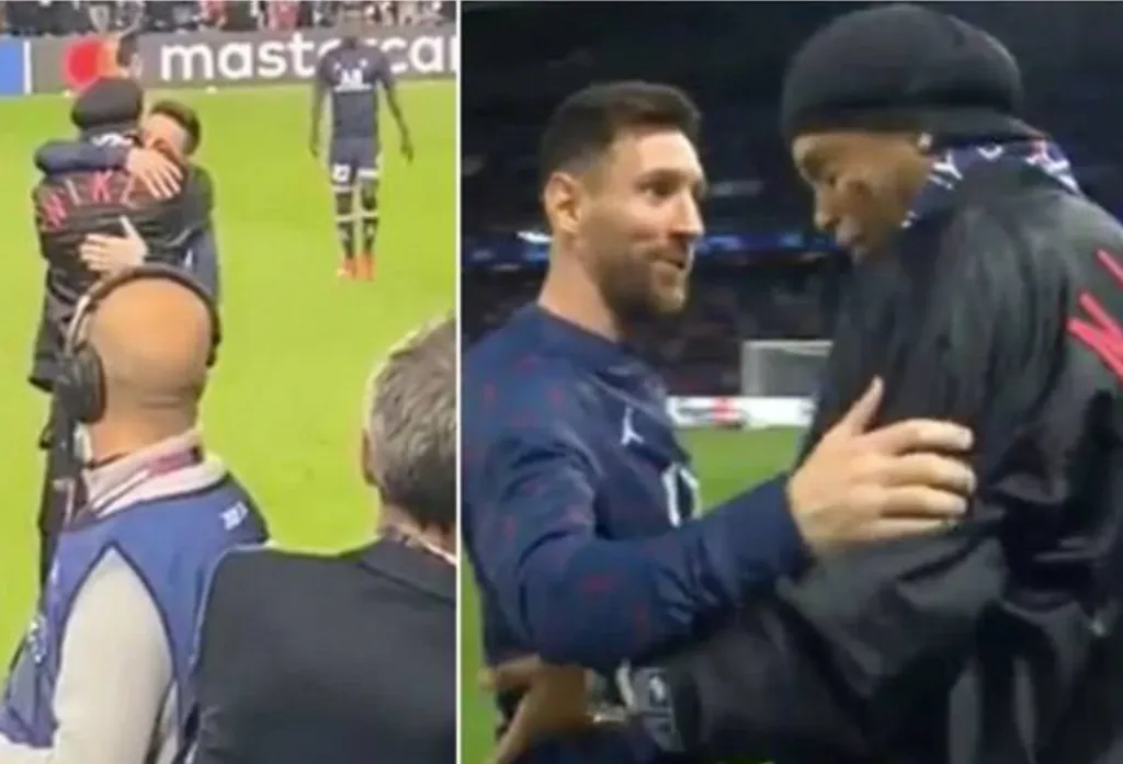 Hangatnya Pelukan Messi pada Ronaldinho