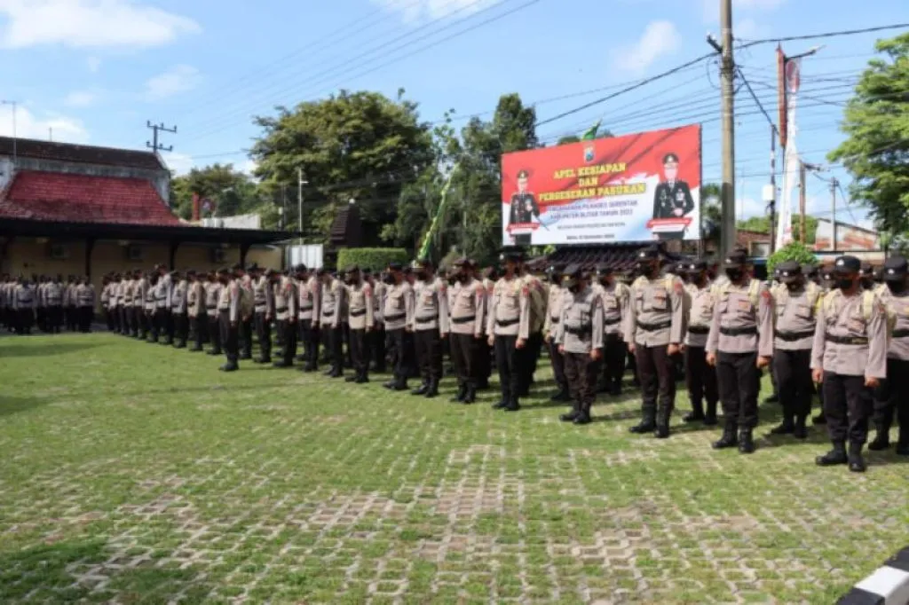 Pengamanan Pilkades Serentak Tahun 2022, Polres Blitar Kota Gelar Pasukan